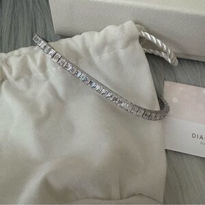 Diamonique QVC Baguette Channel Set CZ Sterling Silver Tennis Bracelet 8” inch